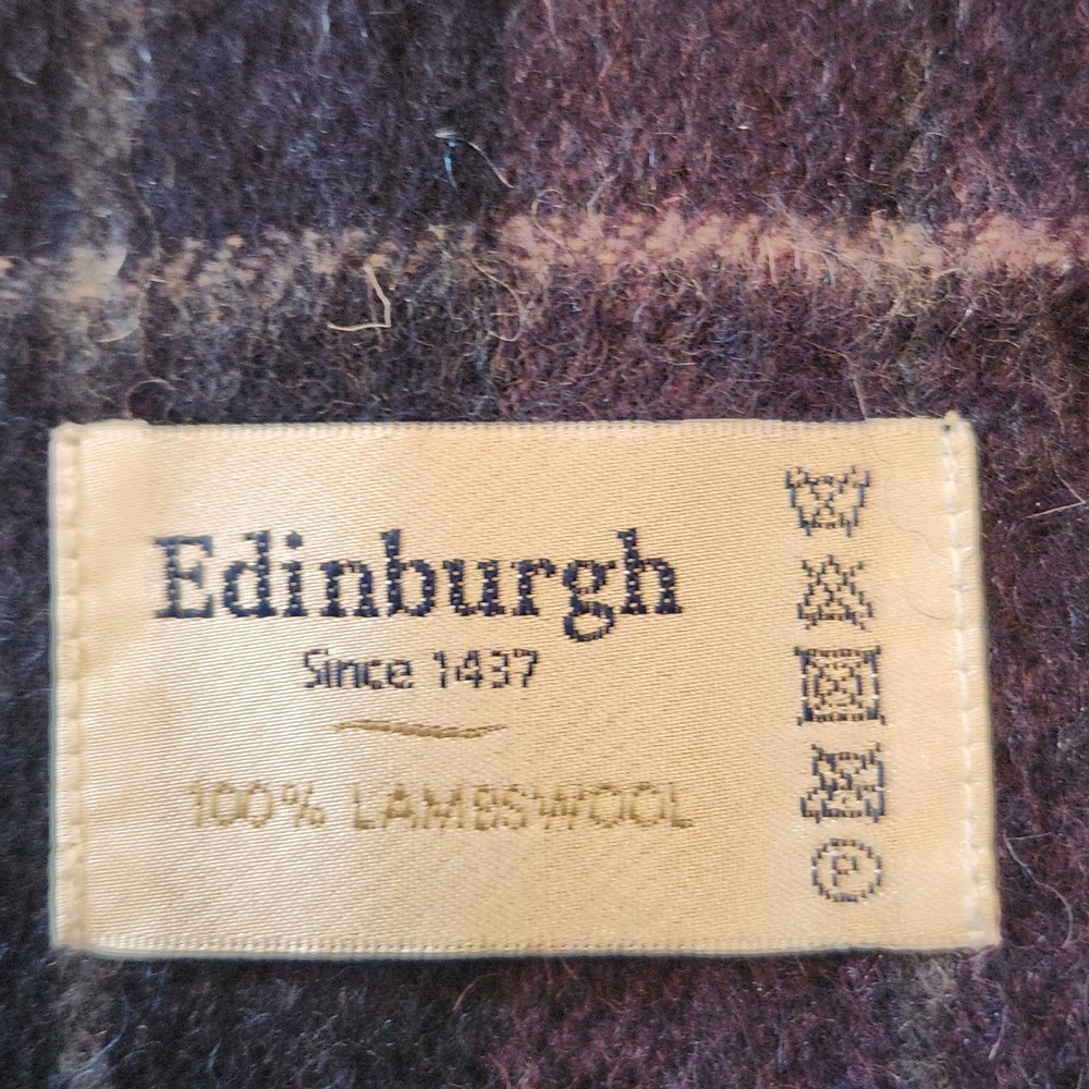 Edinburgh Scarf Unisex OS Red Purple Excellent 100% Lambswool Plaid Scottish